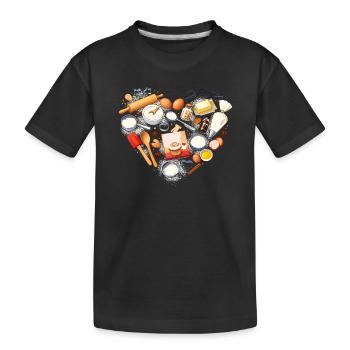 Backen Herzform Backutensilien Hobbybäcker  - Kinder Premium Bio T-Shirt - Schwarz - Vorne