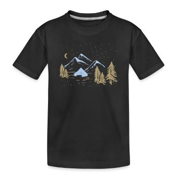 Nacht-Bergcamping-Szene - Kinder Premium Bio T-Shirt - Schwarz - Vorne