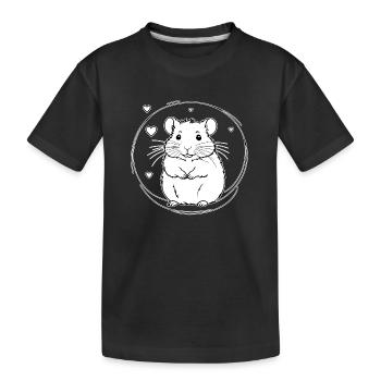 Hamster au cœur en cercle - T-shirt bio Premium Enfant - noir - Devant