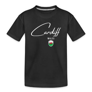 Cardiff, Wales, elegantes Design Cardiff - Kinder Premium Bio T-Shirt - Schwarz - Vorne