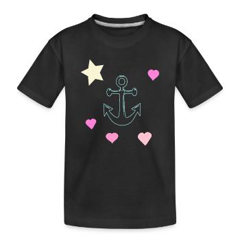 Gribouillage Pastel Anchor avec des cœurs et une étoile - T-shirt bio Premium Enfant - noir - Devant