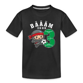 3. Geburtstag Fußball Ninja Jungen Geschenkidee - Kinder Premium Bio T-Shirt - Schwarz - Vorne