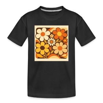 Retro flowers in shades of yellow - Kids' Premium Organic T-Shirt - black - Front