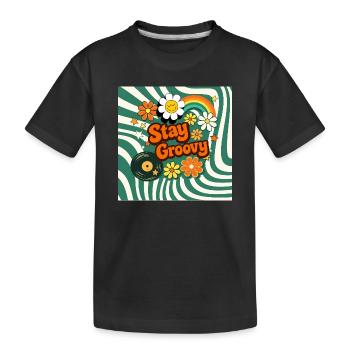 Retro Floral Style - Kids' Premium Organic T-Shirt - black - Front