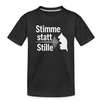 Stimme statt Stille Meinungsfreiheit Spruch - Kinder Premium Bio T-Shirt - Schwarz - Vorne