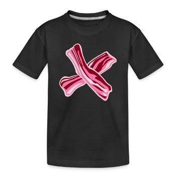 Bacon Speck Lebensmittel Lustig Fleisch Foodie - Kinder Premium Bio T-Shirt - Schwarz - Vorne