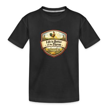 Leben ist besser auf dem Hof - Kinder Premium Bio T-Shirt - Schwarz - Vorne