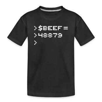 BEEF 8-Bit Code Nerd Pixel Terminal Retro - Kids' Premium Organic T-Shirt - black - Front