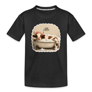 J’ai besoin d’une minute – Vache fatiguée dans la baignoire - T-shirt bio Premium Enfant - noir - Devant