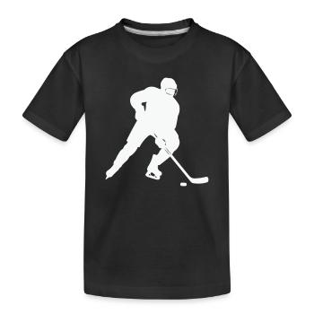 Eishockey Silhouette im Spielfluss - Kinder Premium Bio T-Shirt - Schwarz - Vorne