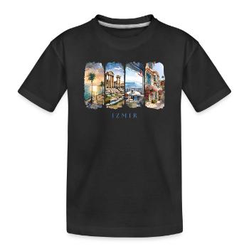 Izmir Urlaub Travel – Türkei Ägäis & Sonne Motiv - Kinder Premium Bio T-Shirt - Schwarz - Vorne