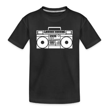 Retro Boombox Graphic Black & White - Kids' Premium Organic T-Shirt - black - Front