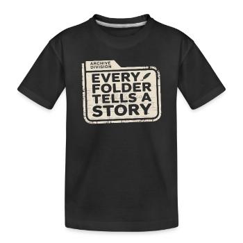 Every Folder Tells a Story - Kids' Premium Organic T-Shirt - black - Front