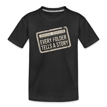 Every Folder Tells a Story - Kids' Premium Organic T-Shirt - black - Front