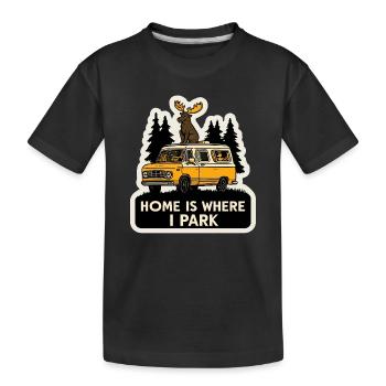 Moose Camper for Men Funny Animal Vanlife - Kids' Premium Organic T-Shirt - black - Front