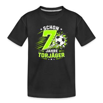 Schon 7 Jahre Torjäger – Fußball Geburtstag - Kinder Premium Bio T-Shirt - Schwarz - Vorne