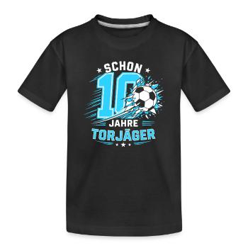 10 Jahre Torjäger Fußball Geburtstag Geschenk - Kinder Premium Bio T-Shirt - Schwarz - Vorne