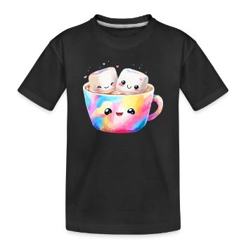 Kunterbunte Marshmallow Kaffeetasse - Kinder Premium Bio T-Shirt - Schwarz - Vorne