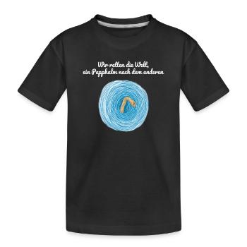 Nous sauvons le monde, satire de paille en carton - T-shirt bio Premium Enfant - noir - Devant