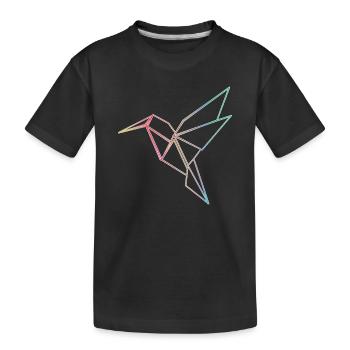 Geometric Hummingbird Lines Design - Kids' Premium Organic T-Shirt - black - Front