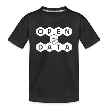 Open Data 10 Jahre Jubiläum (hell) - Kinder Premium Bio T-Shirt - Schwarz - Vorne