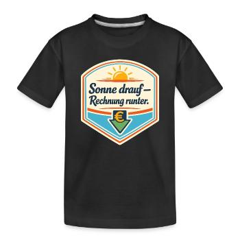Sonnen Sparbadge – Rechnung runter - Kinder Premium Bio T-Shirt - Schwarz - Vorne