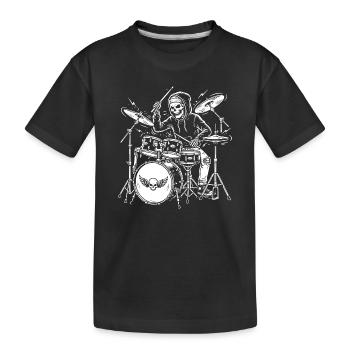 Grim Drummer Skeleton - Kinder Premium Bio T-Shirt - Schwarz - Vorne