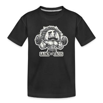 Gains and Tacos Avocado - Kids' Premium Organic T-Shirt - black - Front