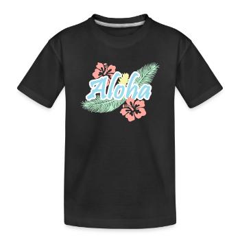 Aloha-tropische Sommerblumen - Kinder Premium Bio T-Shirt - Schwarz - Vorne