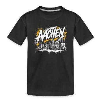 München Graffiti Skyline - Kinder Premium Bio T-Shirt - Schwarz - Vorne