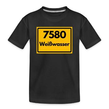 ALTE POSTLEITZAHL PLZ RETRO 7580 WEISSWASSER - Kinder Premium Bio T-Shirt - Schwarz - Vorne