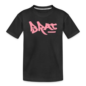 Pink Brat logo text as graffiti - Kids' Premium Organic T-Shirt - black - Front
