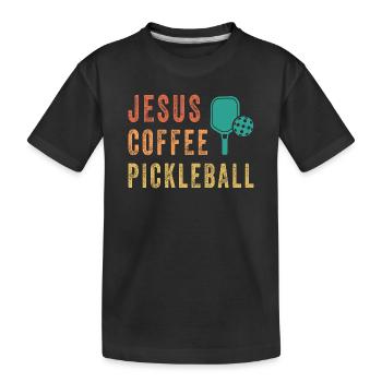 Jesus Coffee Pickleball - Kids' Premium Organic T-Shirt - black - Front