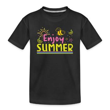 Enjoy the summer - Kids' Premium Organic T-Shirt - black - Front