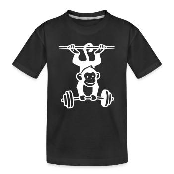 Puissance des primates - Haltérophilie singe (Blanc) - T-shirt bio Premium Enfant - noir - Devant