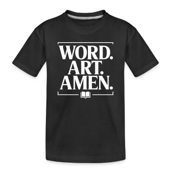 Word Art Amen Typography Tee - Kids' Premium Organic T-Shirt - black - Front