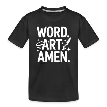 Word Art Amen Brush Tee - Kids' Premium Organic T-Shirt - black - Front