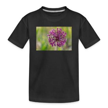 Nahaufnahme einer Lila Blume - Riesenlauchs - Kinder Premium Bio T-Shirt - Schwarz - Vorne