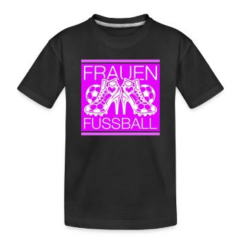 Frauenfussball Fussballschuhe Symbol - Kinder Premium Bio T-Shirt - Schwarz - Vorne