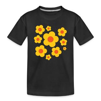 Sommerblüten Gelb-Orange Flower Power - Kinder Premium Bio T-Shirt - Schwarz - Vorne