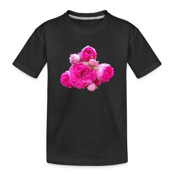 Pink_Garden_Roses_Floral_Art - T-shirt bio Premium Enfant - noir - Devant