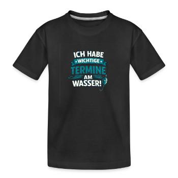 Wichtige Termine am Wasser - Angeln - Kinder Premium Bio T-Shirt - Schwarz - Vorne