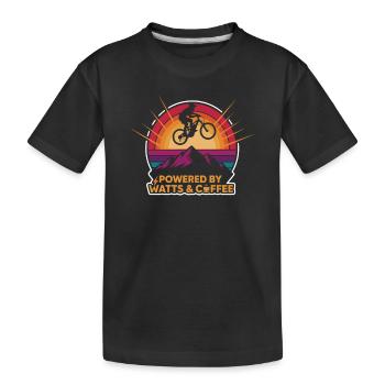 Alimenté par Watts et Coffee EMTB - T-shirt bio Premium Enfant - noir - Devant