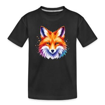Fuchs Design – Polygon Fox Motiv für Tierliebhaber - Kinder Premium Bio T-Shirt - Schwarz - Vorne