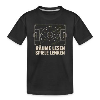 Fußball Taktik Räume lesen Spiele lenken - Kinder Premium Bio T-Shirt - Schwarz - Vorne