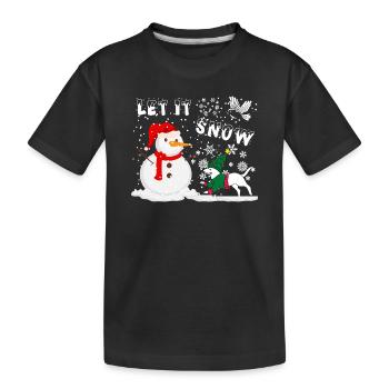 Schneemann lass es schneien - Kinder Premium Bio T-Shirt - Schwarz - Vorne