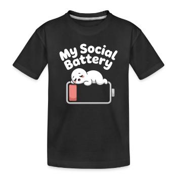 Social Battery Introvert Dead Battery Battery - Kids' Premium Organic T-Shirt - black - Front