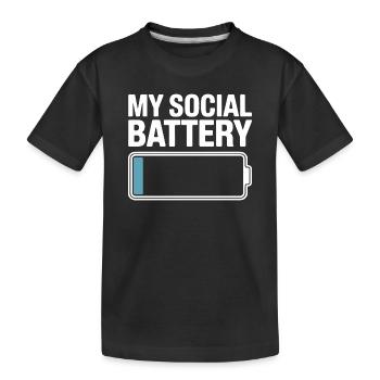 Social Battery Introvert Dead Battery Battery - Kids' Premium Organic T-Shirt - black - Front
