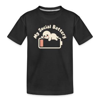 Social Battery Introvert Dead Battery Battery - Kids' Premium Organic T-Shirt - black - Front