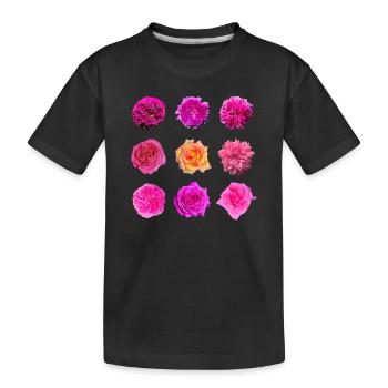 Roses de la variété rose rose - T-shirt bio Premium Enfant - noir - Devant